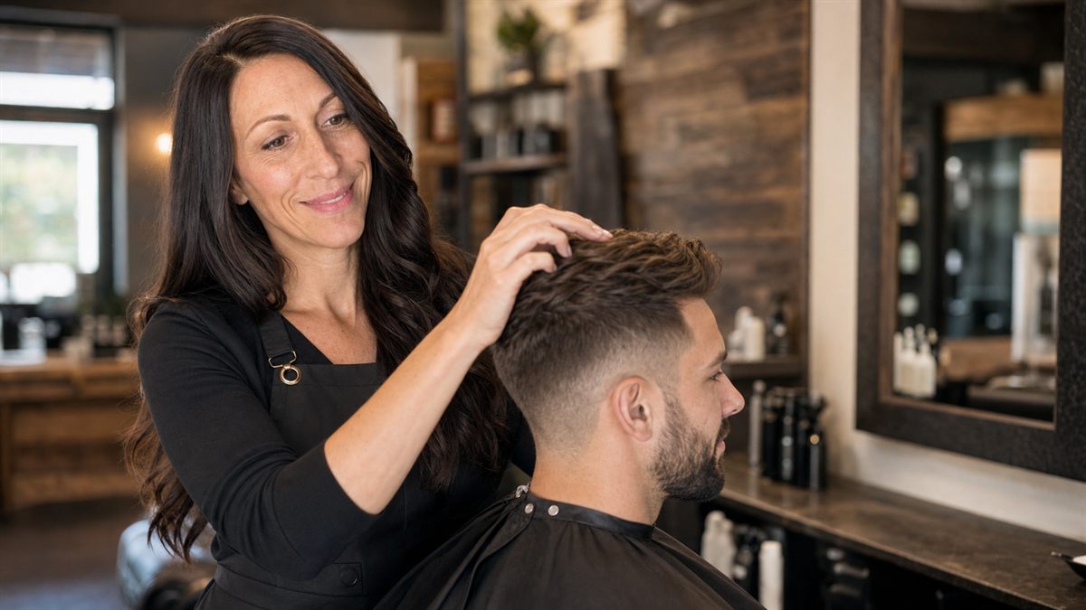 Barber consultation with a client at SoHo Hair Men's Grooming, Westchase